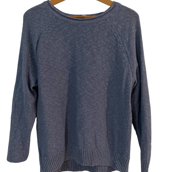 L.L. Bean Women’s 100% Cotton Crewneck Sweater Blue Size L Petite - Picture 2 of 7